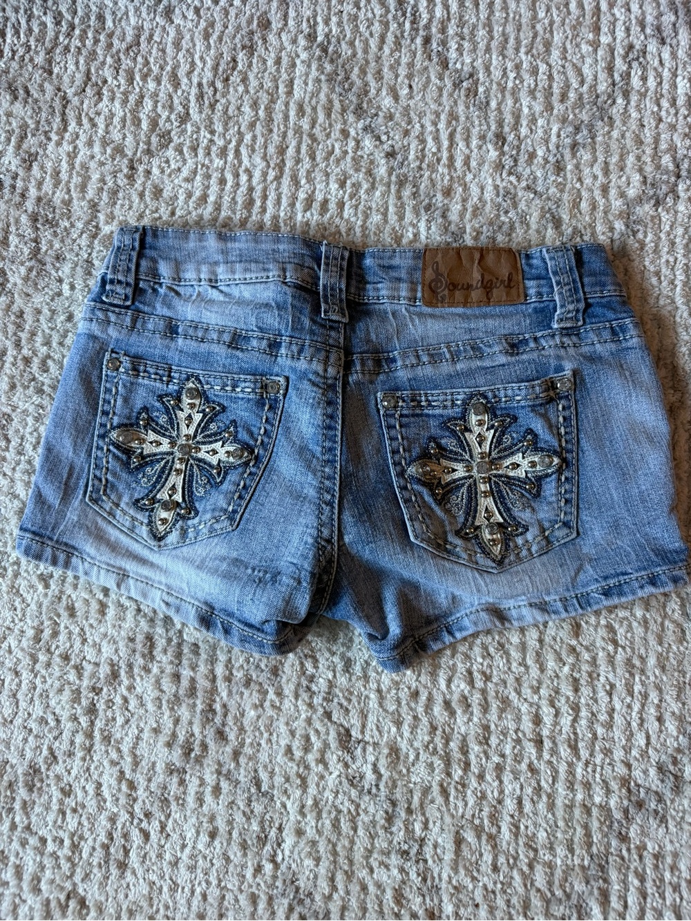 Soundgirl Light Blue Denim Short Shorts